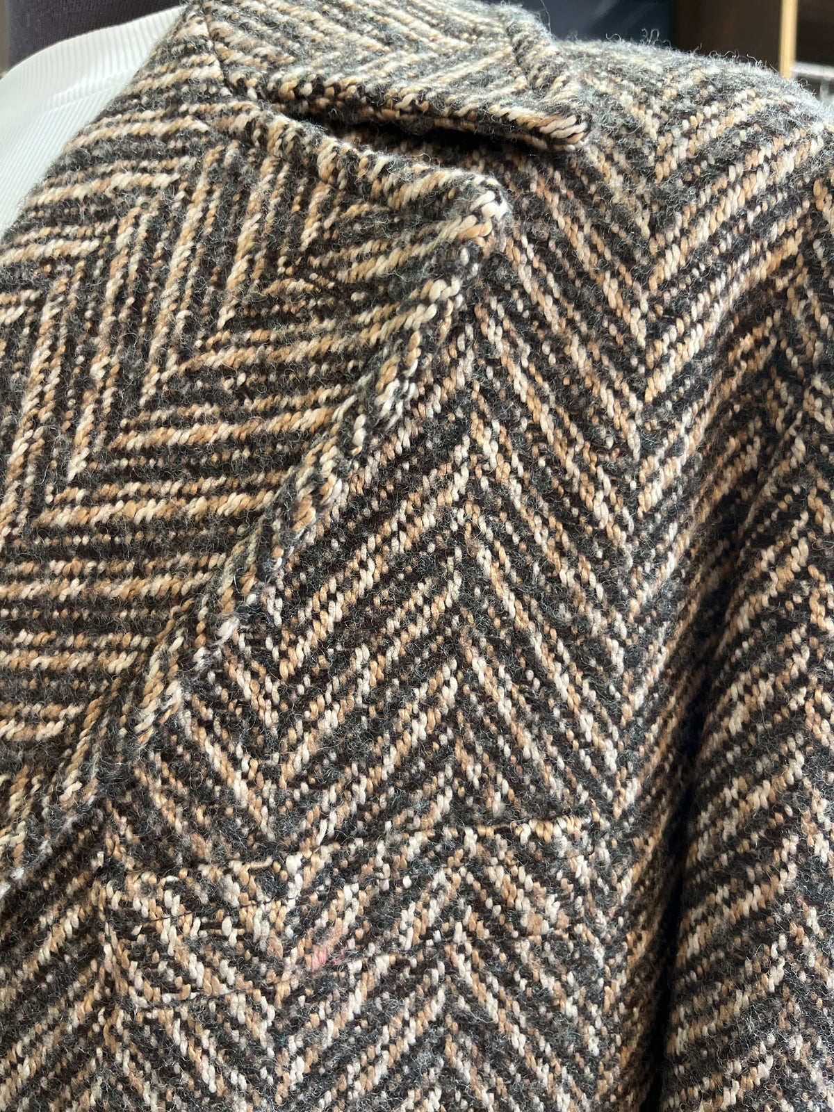 Brown Herringbone Top Coat