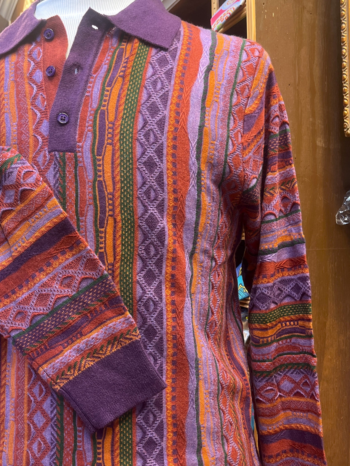 Long Sleeve Patterned Knit Polo (4 styles)