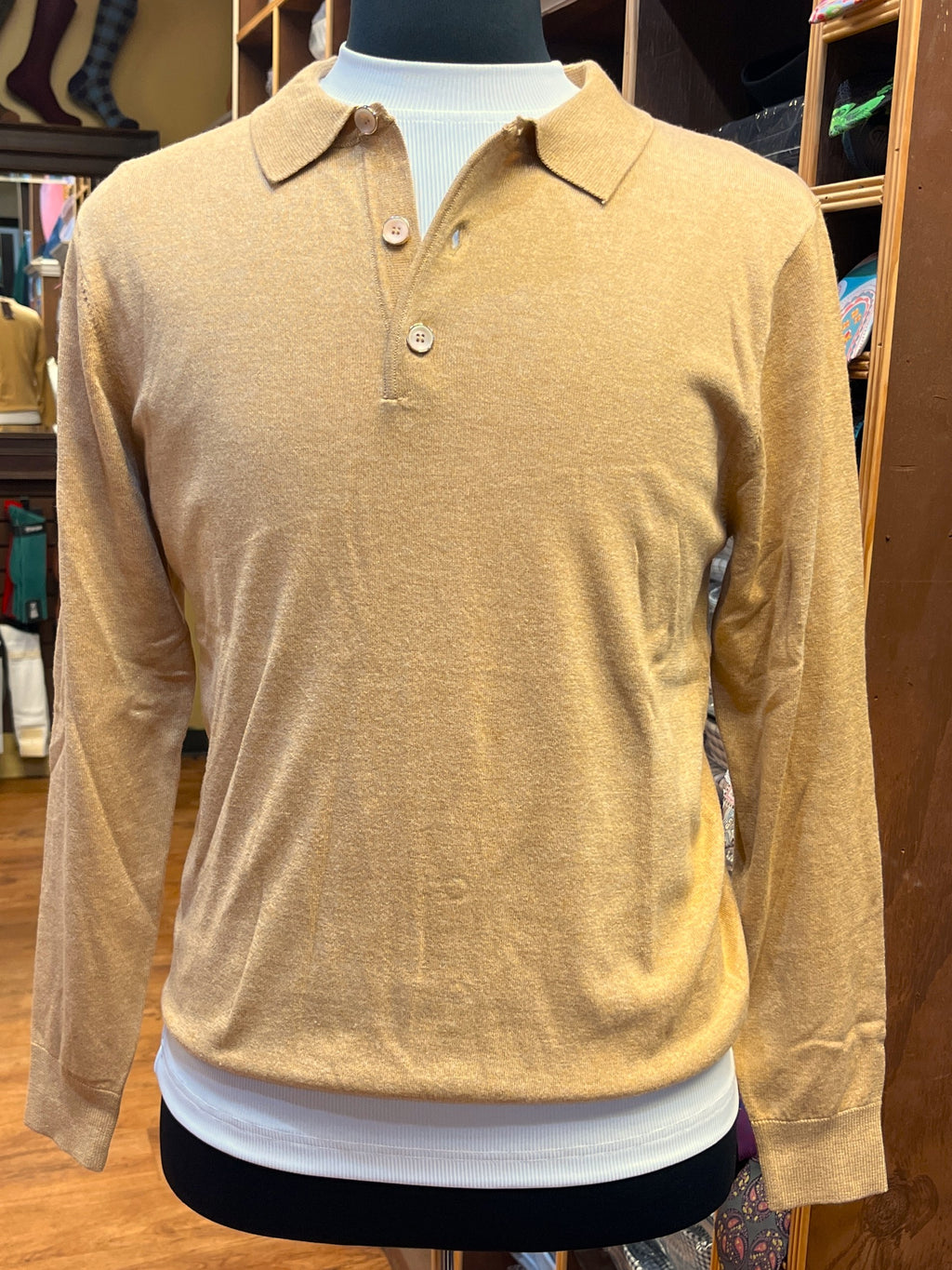 Metallic Polo Knit Sweater