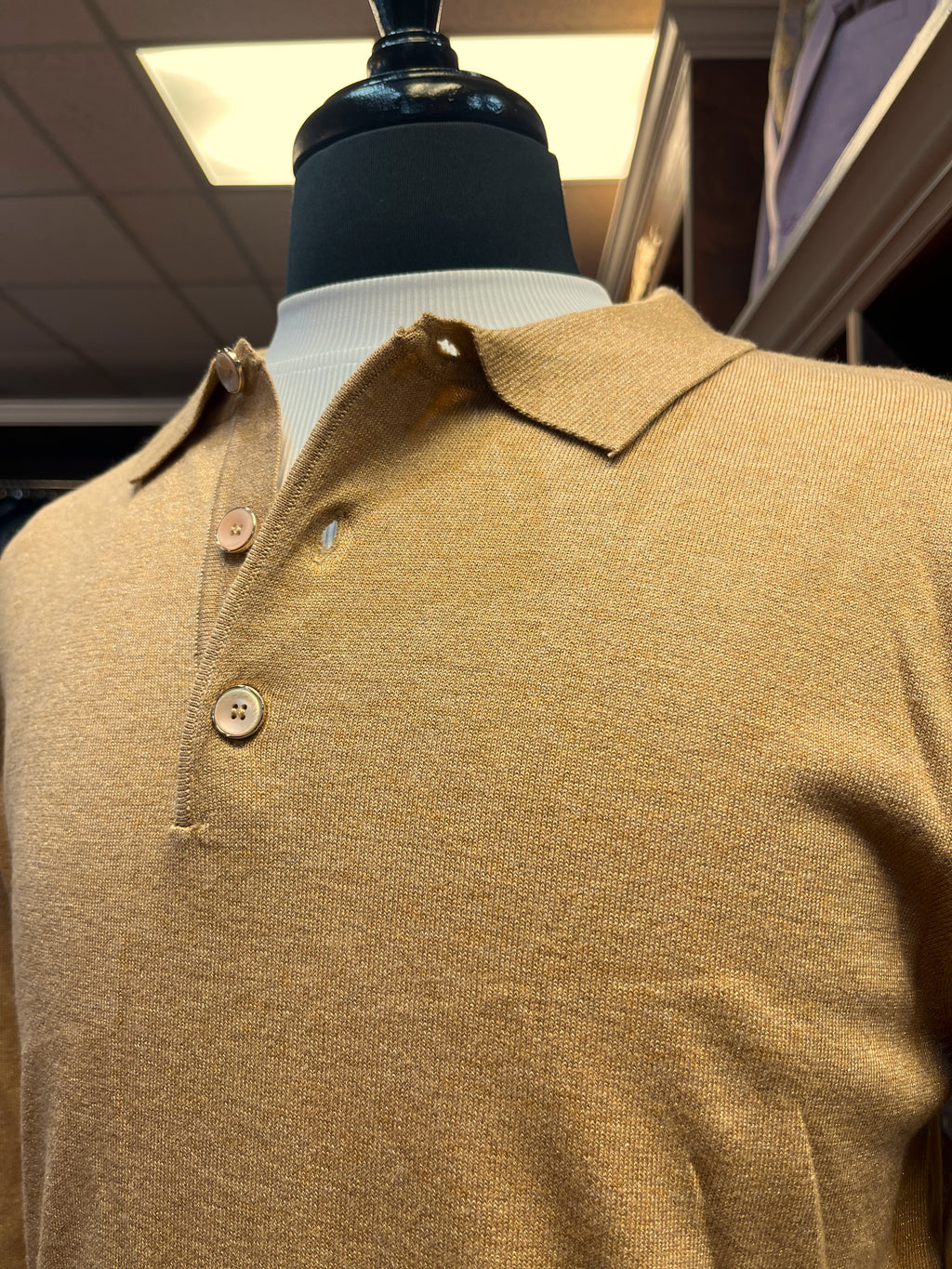 Metallic Polo Knit Sweater