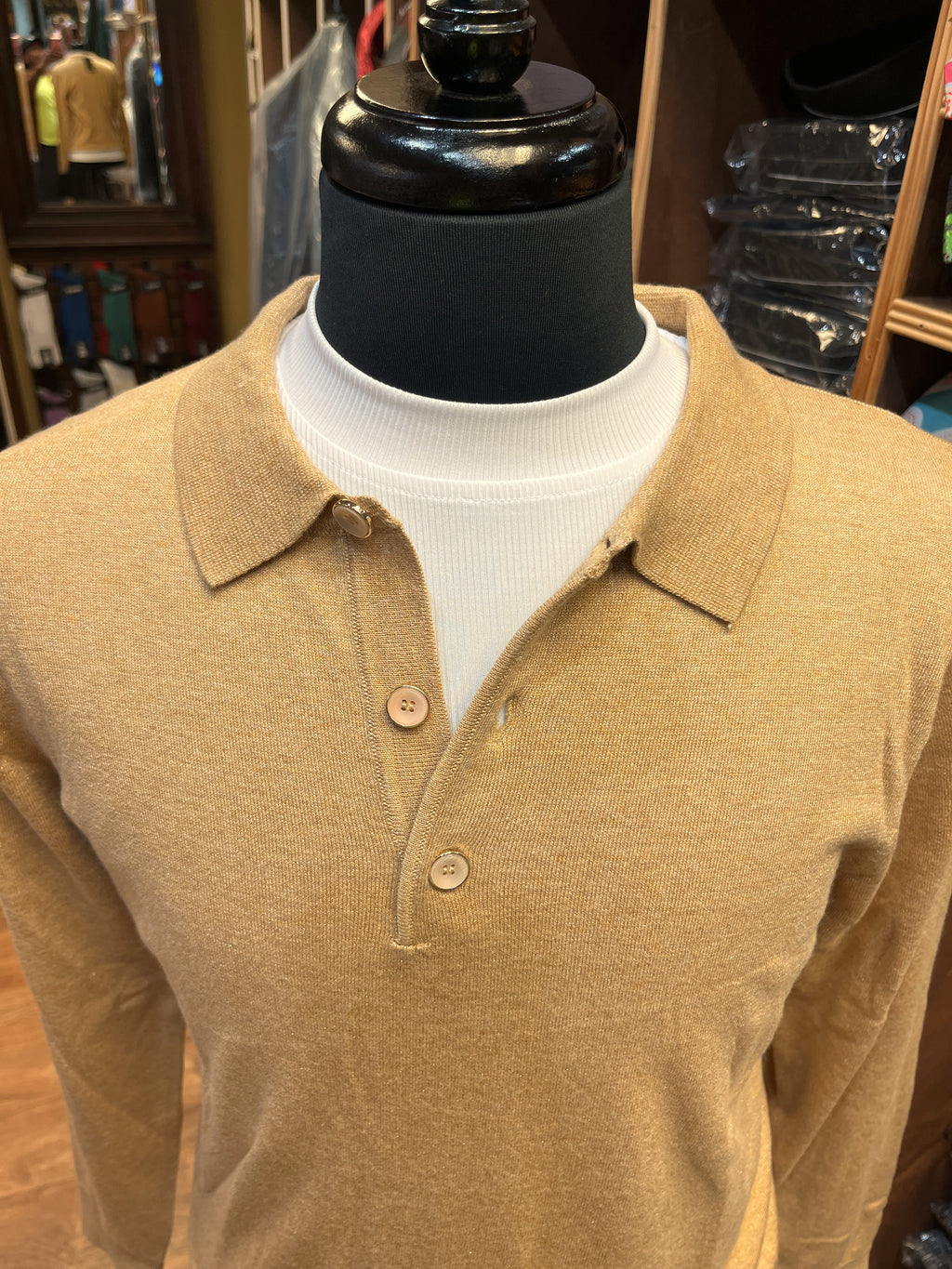Metallic Polo Knit Sweater