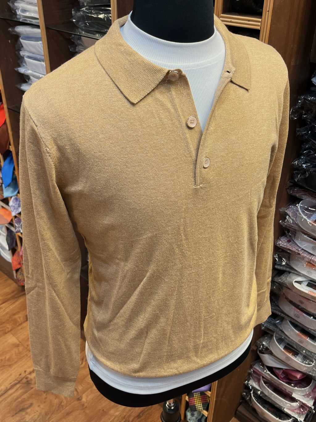 Metallic Polo Knit Sweater