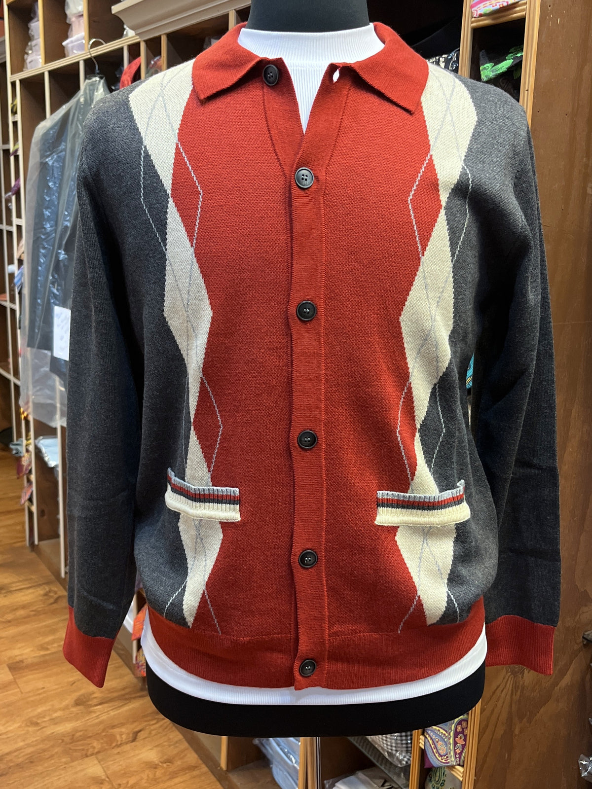 Argyle Print Cigar Collection Sweater (2 colors)