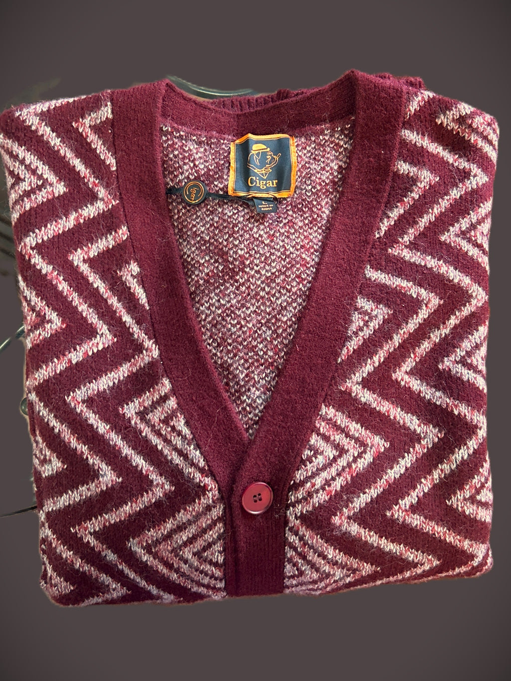 Cigar Pattern ZigZag Knit Cardigan (2 colors)