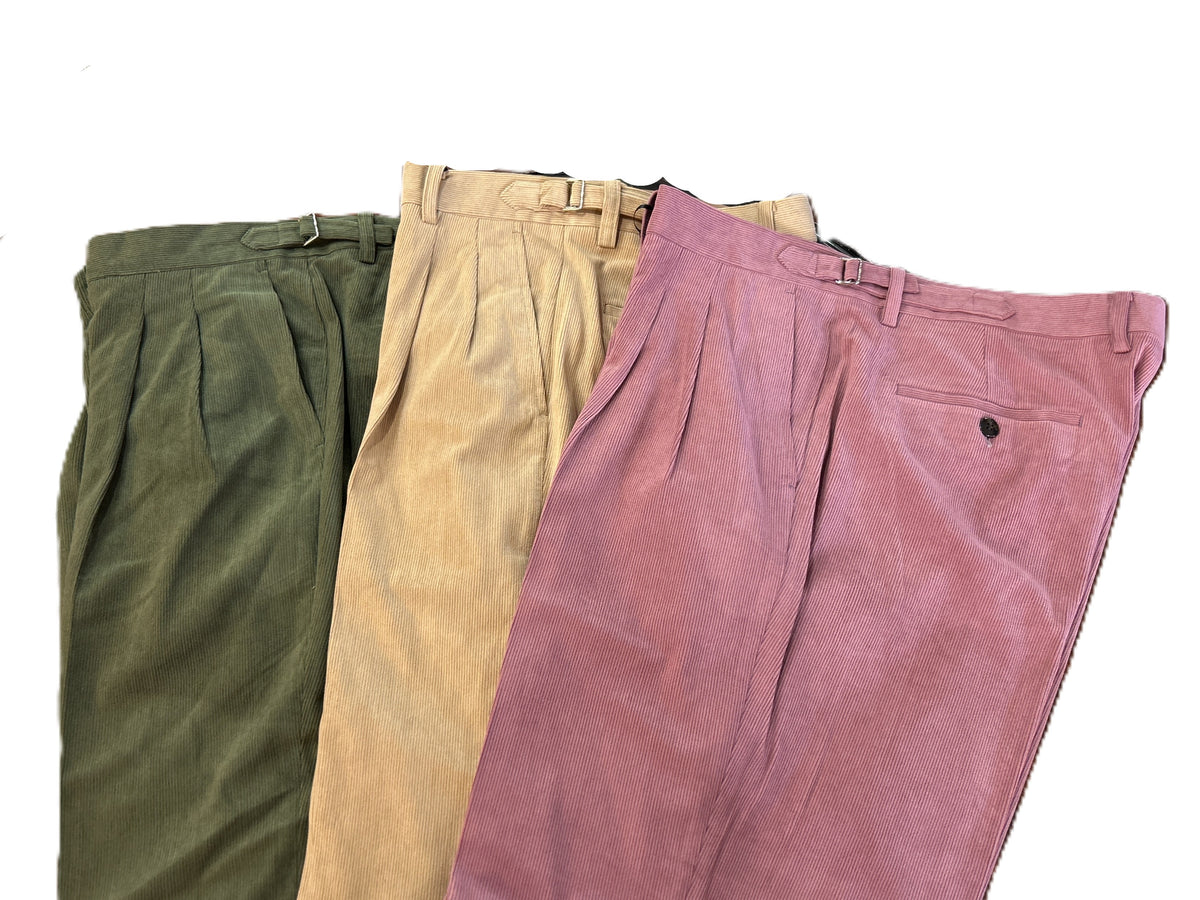 Cigar Collection Corduroy Pleated Dress Pants