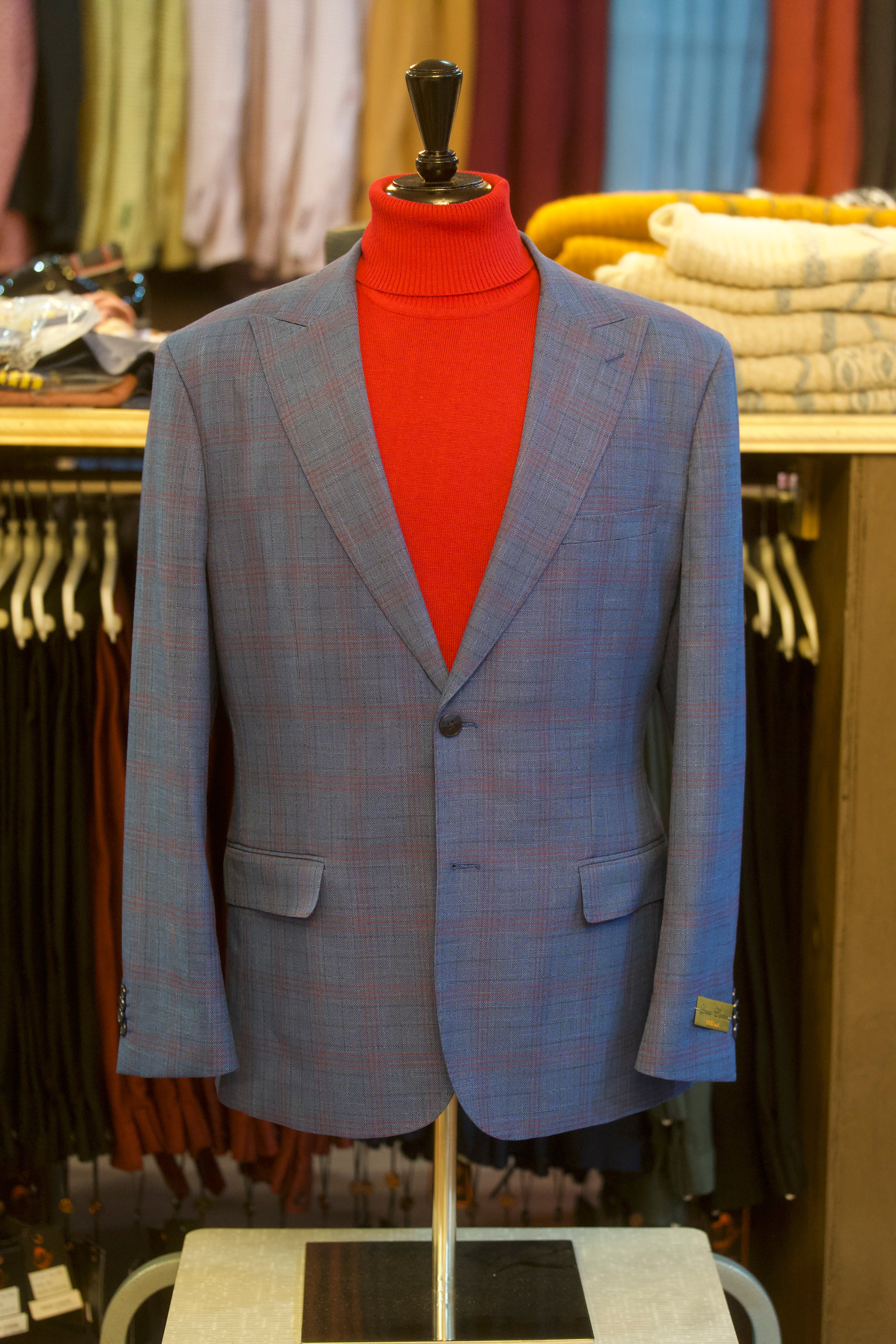 Antonio Cardinni Suit Blue with Red Shadow Stripe