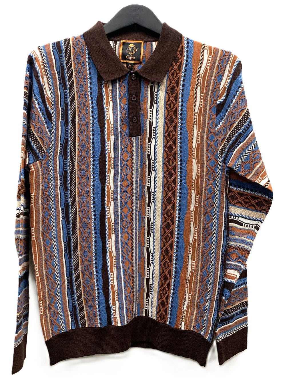 Long Sleeve Patterned Knit Polo (4 styles)