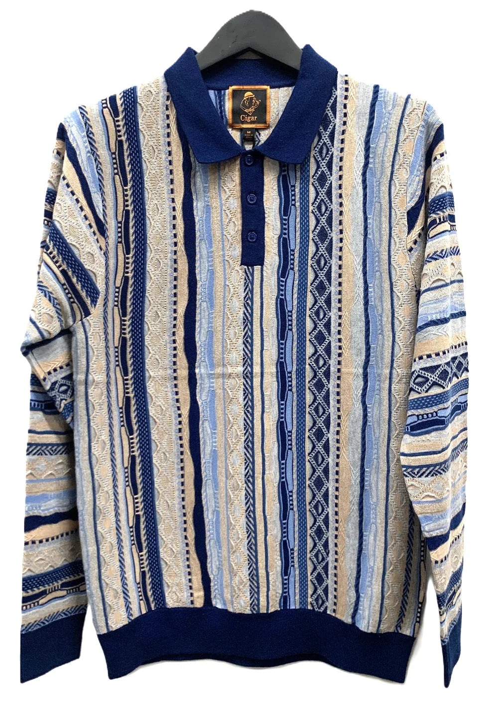 Long Sleeve Patterned Knit Polo (4 styles)